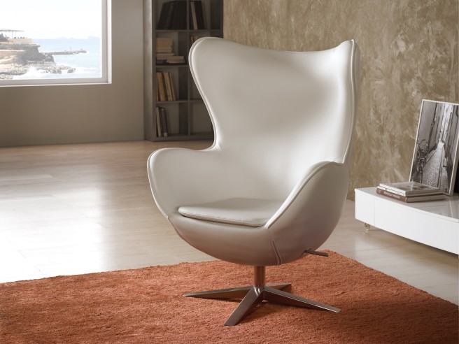 EGG-SILLON POLIPIEL BLANCO