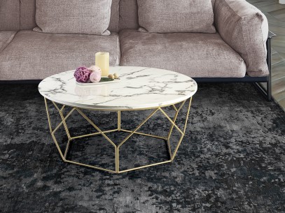 ·LIZA· ROUND COFFEE TABLE, GOLD/MARBLE