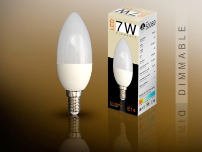 LED CANDLE BULB, DIMMABLE 3000K 7W E14