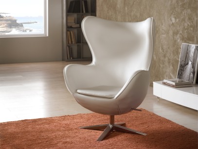 ·EGG· ARMCHAIR, WHITE SYNTHETIC LEATHER