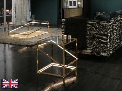 ·MOONLIGHT· SIDE TABLE, LED, GOLD, UK
