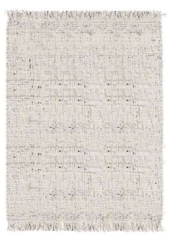 Alfombra lana beige jaspeado grises con flecos 160x230