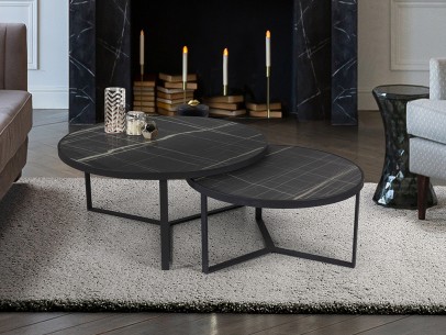 NAIRA - SET OF TABLES - BLACK MARBLE TOP