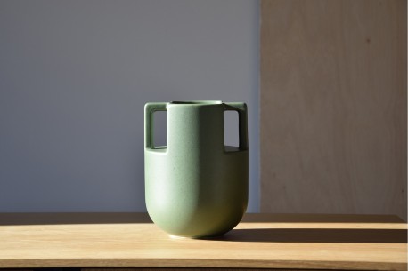 Jarrón cerámica verde ángulo pequeño
