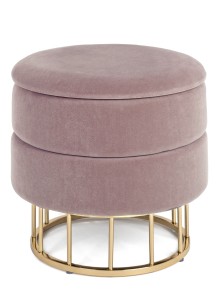 Pink velvet and gold leg pouf with GINA storage