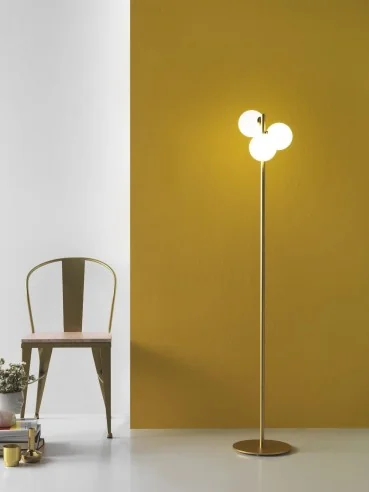 Golden floor lamp white balls TOP