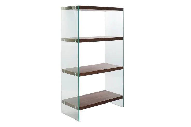 LexIE glass and walnut shelving