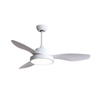 White BASEL 40w LED fan with remote control and timer