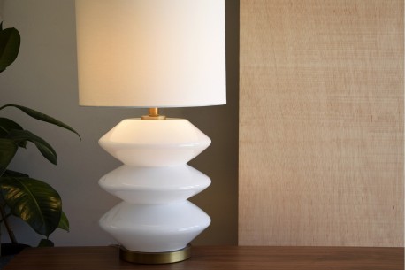 Zig zag table lamp white crystal and gold ITALINA