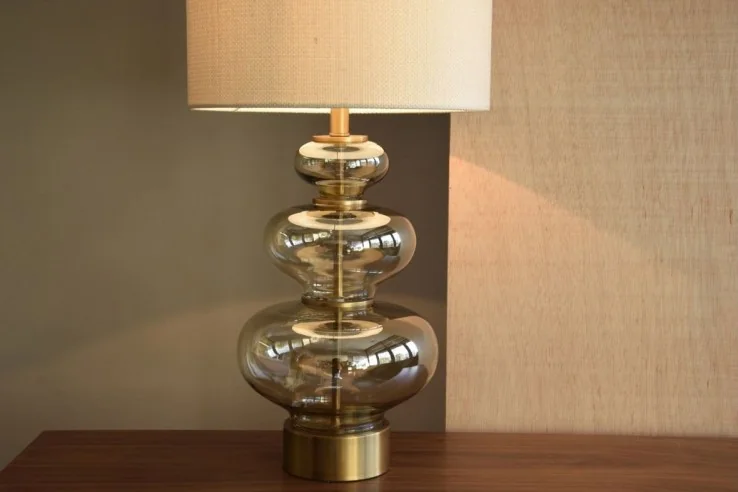 Amber glass table lamp GIANNA