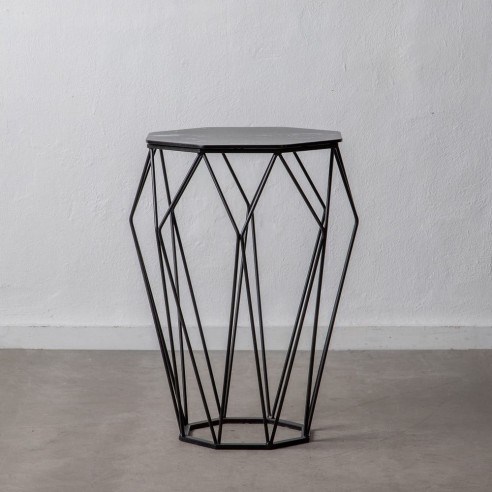 Marble effect side table black structure YOLANDE