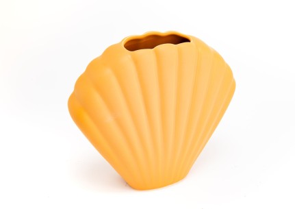 Maeva mustard ceramic shell vase