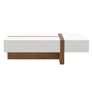 Mesa centro rectangular madera blanco y nogal