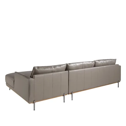 Sofá chaise longue derecha piel gris oscuro