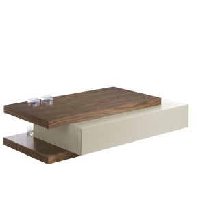 Mesa centro rectangular nogal, madera beige y nogal