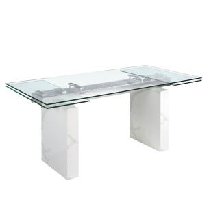 Mesa comedor extensible rectangular cristal templado,...