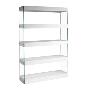 Wooden shelf with shelves in DM lacquered in Gloss White....