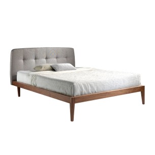 Bed with structure in wood veneered in walnut and...