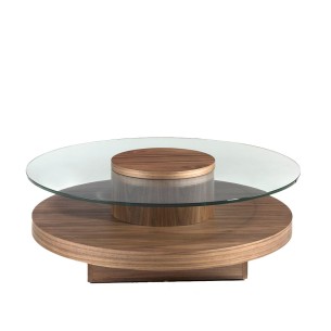 Coffee table with walnut veneered wood structure and...