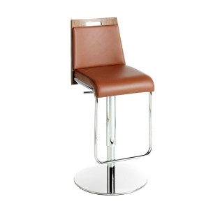 Height-adjustable stool upholstered in leatherette and...