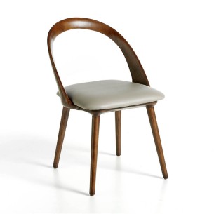 Dining chair upholstered in leatherette and ash wood...
