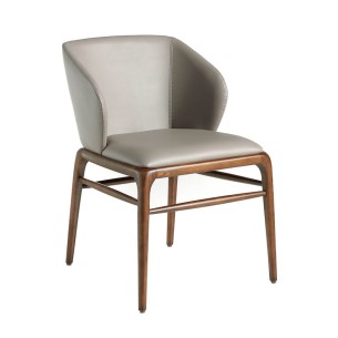 Dining chair upholstered in mink leatherette. Structure...