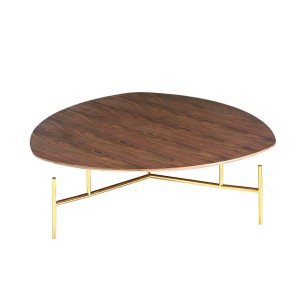 Coffee table with walnut veneered wood top with structure...