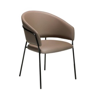 Dining chair upholstered in leatherette and leg structure...