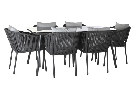 Set exterior mesa y 6 sillas aluminio y poliéster antracita