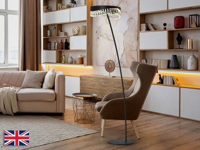 SELENE- FLOOR LAMP BLACK-GLASS UK