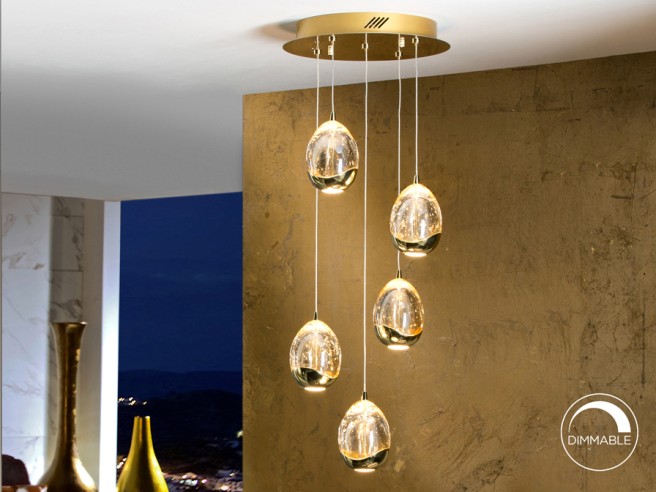 LAMPARA Ø30 ·ROCIO· 5 LED ORO