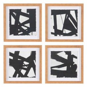 Set cuadros abstractos trazo negro con marco PAOLA