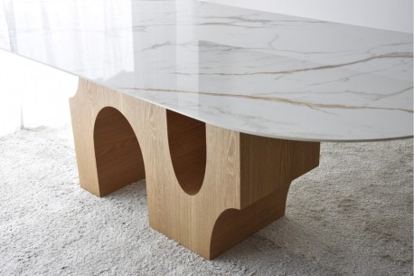 Mesa comedor Nuka natural blanco ocre 2