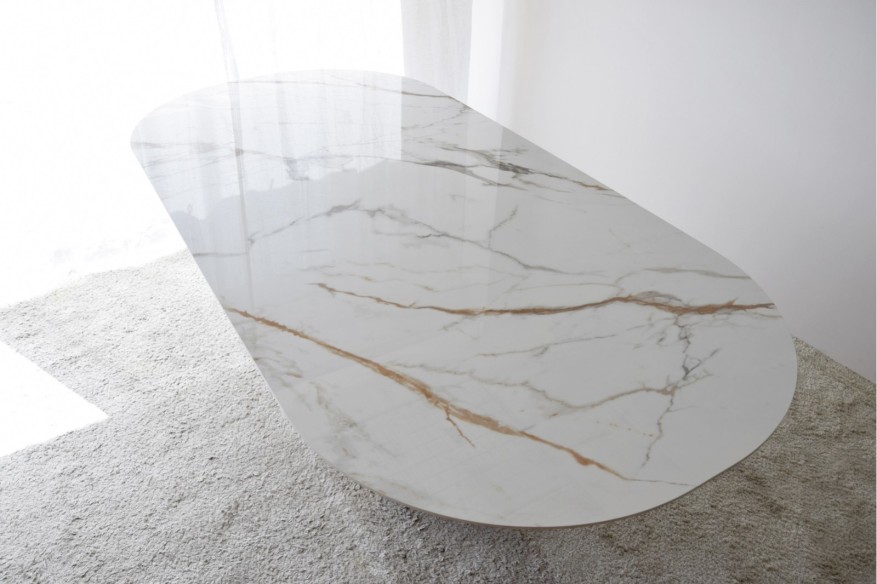 Mesa comedor Nuka natural blanco ocre