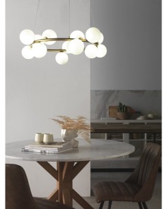 Lámpara colgante MERY en oro y blanco 2