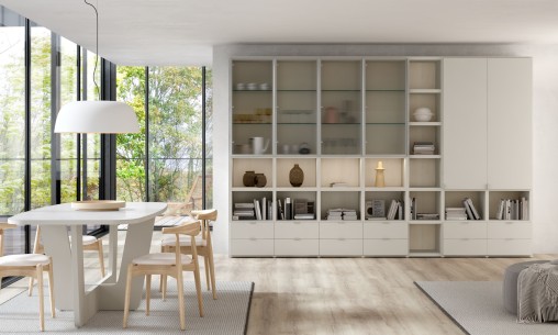 Estantería con vitrinas e iluminación led