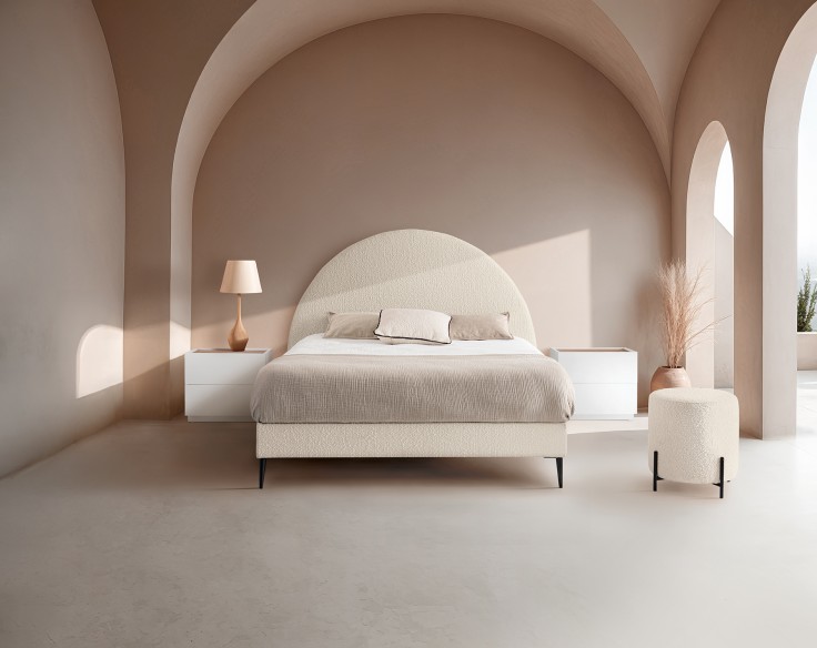 Cama Creta con base tapizada a medida