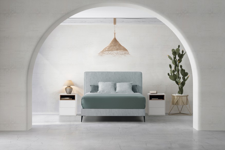 Cama Lucca con base tapizada a medida