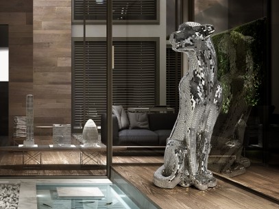 ·BAGUIRA·LEOPARD FIGURE,SILVER, RIGHT