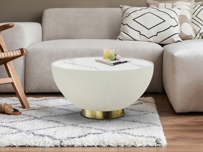 CANDY - COFFEE TABLE WHITE-BRASS