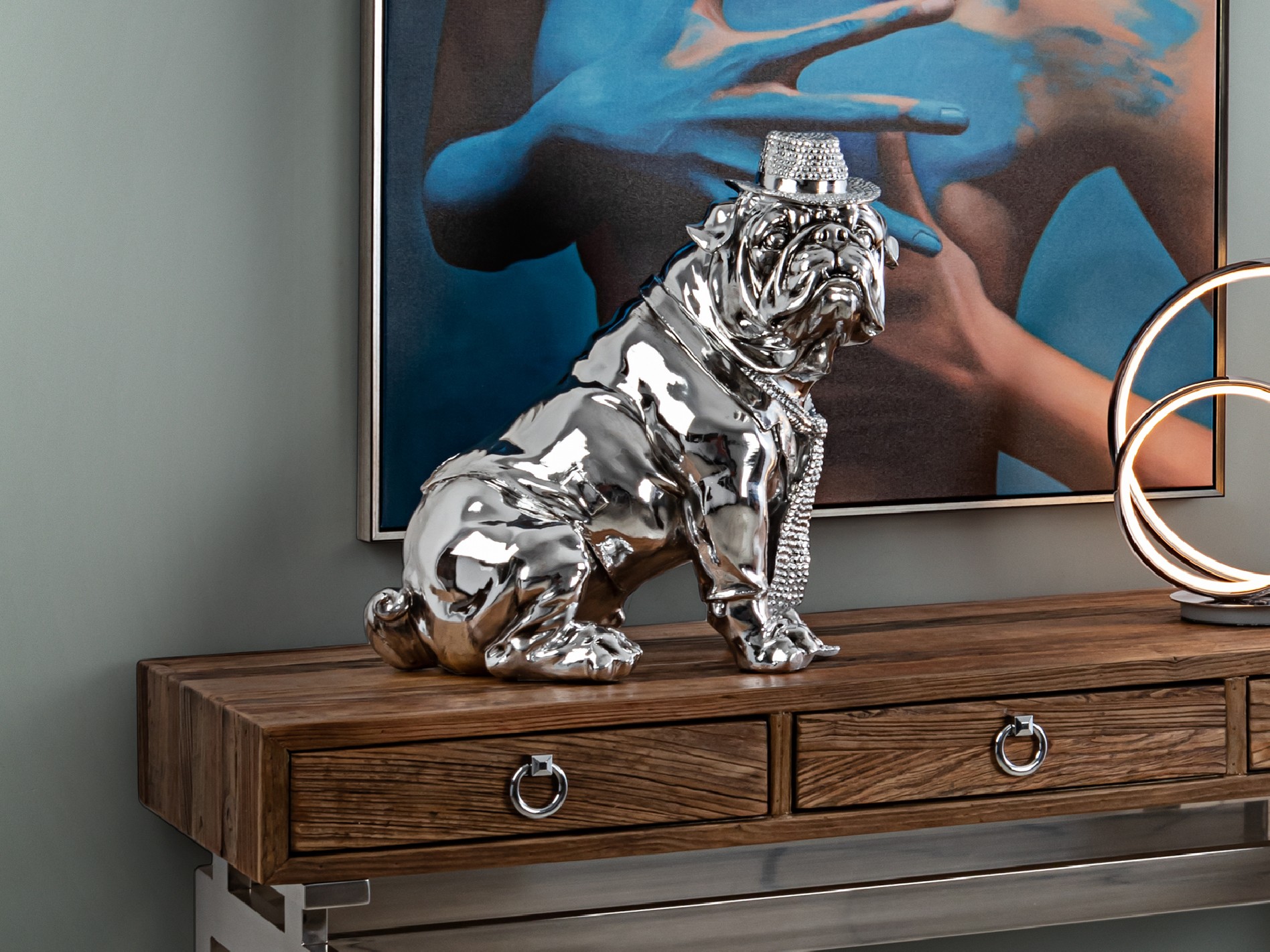 ·BULL DOG· CHROME FIGURE, MIDDLE SIZE