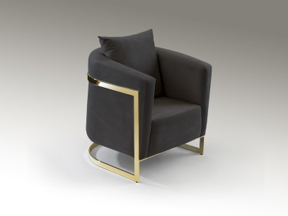 BERLIN- ARMCHAIR ANTHRACITE GREY-GOLDEN