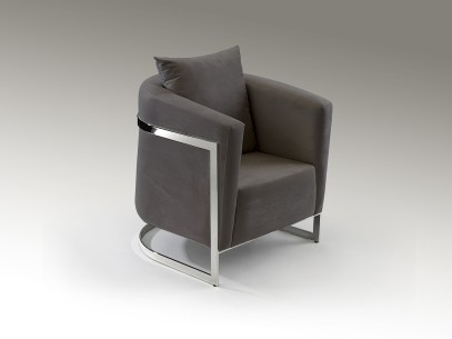 BERLIN- ARMCHAIR GREY-CHROME