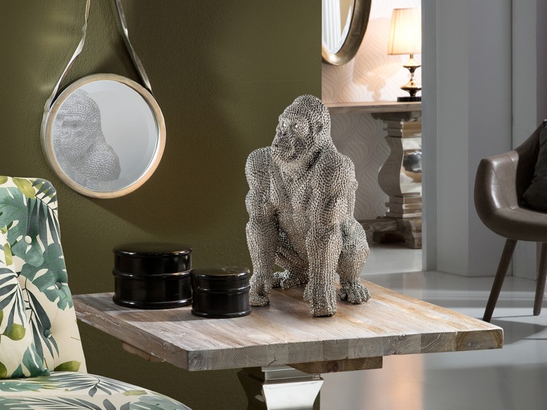 FIGURA PEQUEÑA ·GORILA· PLATA