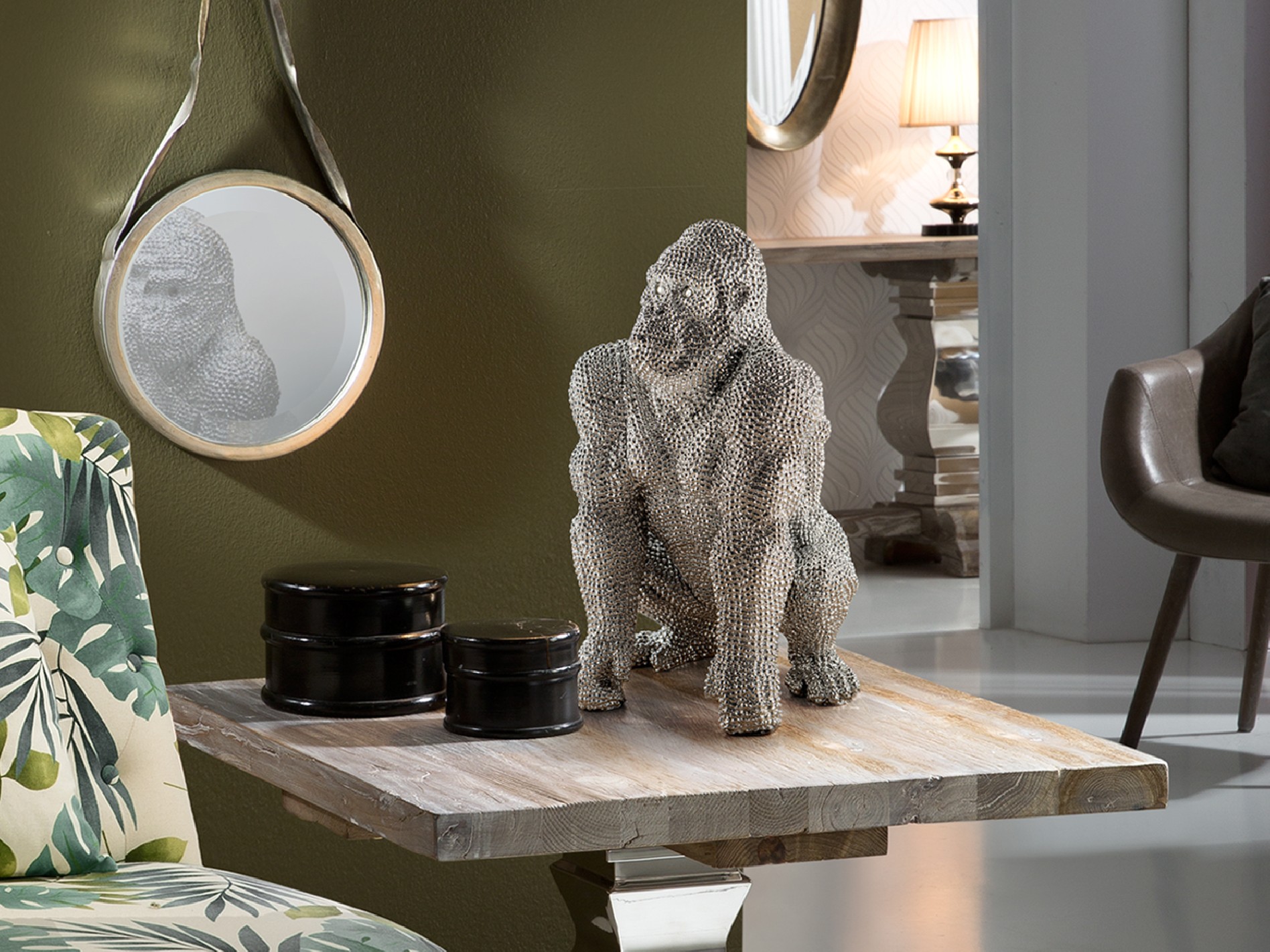 FIGURA PEQUEÑA ·GORILA· PLATA