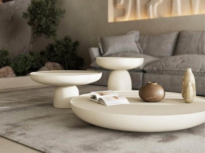 Mesa de centro redonda microcemento baja Nika 2