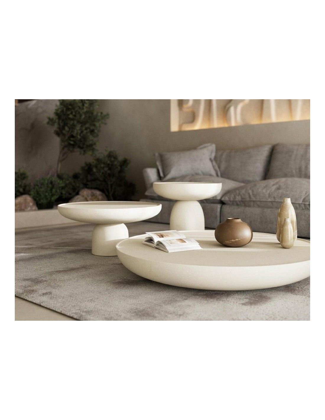 Mesa de centro redonda microcemento baja Nika