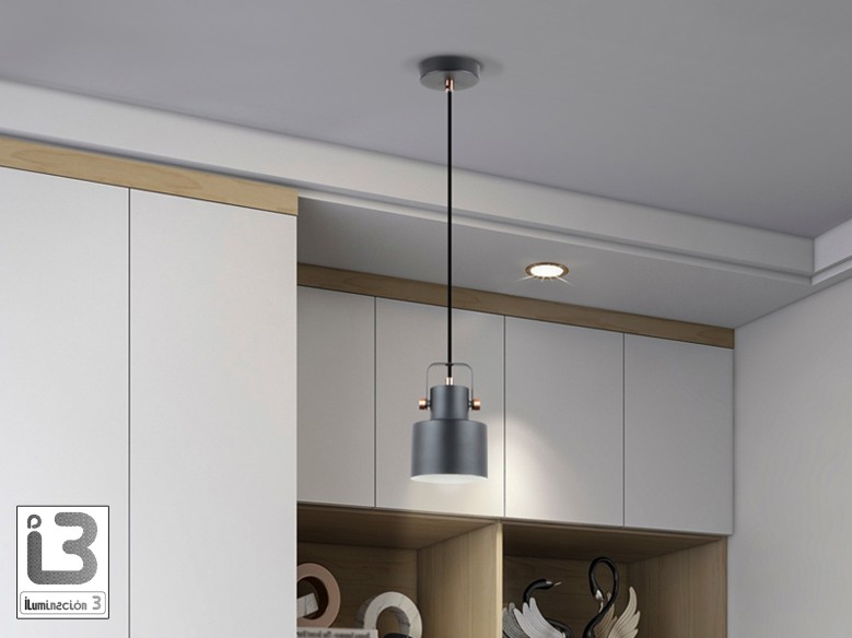 I3 - ERIKA - LAMP 1L. BLACK-COPPER