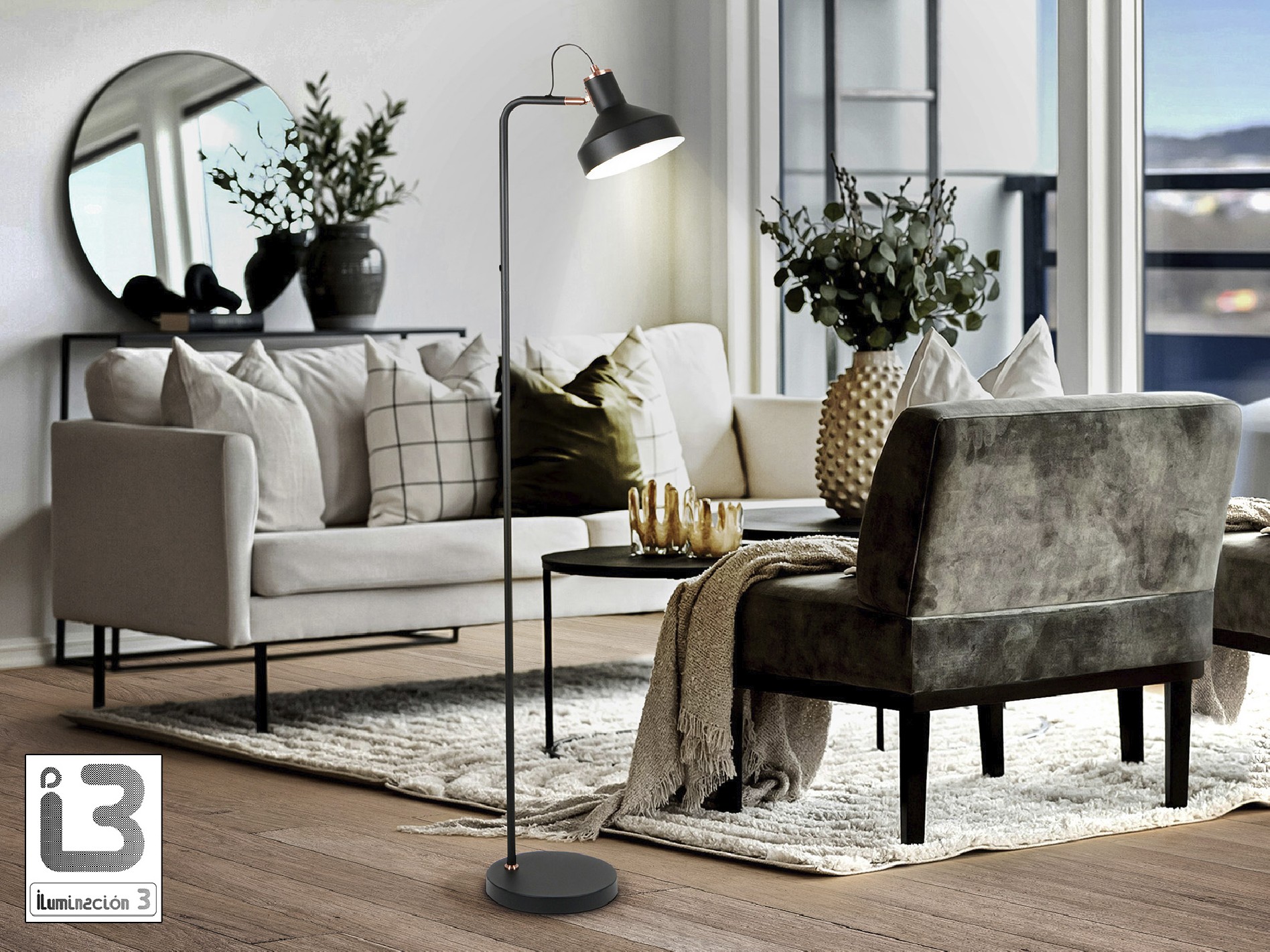 I3 - IRIAS - FLOOR LAMP 1L BLACK-COPPER