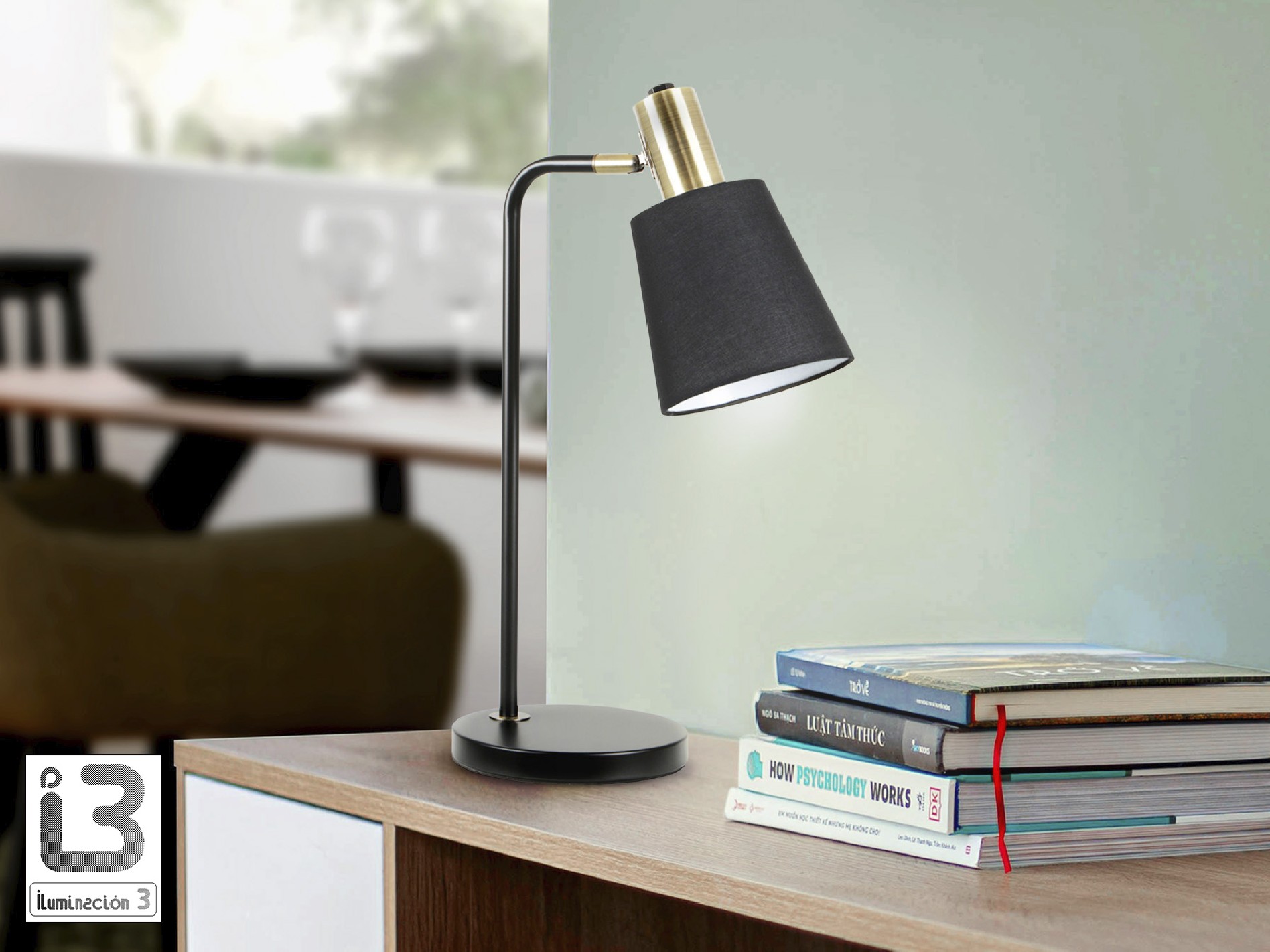 I3 - GISELA - TABLE LAMP 1L, BLACK-BRASS